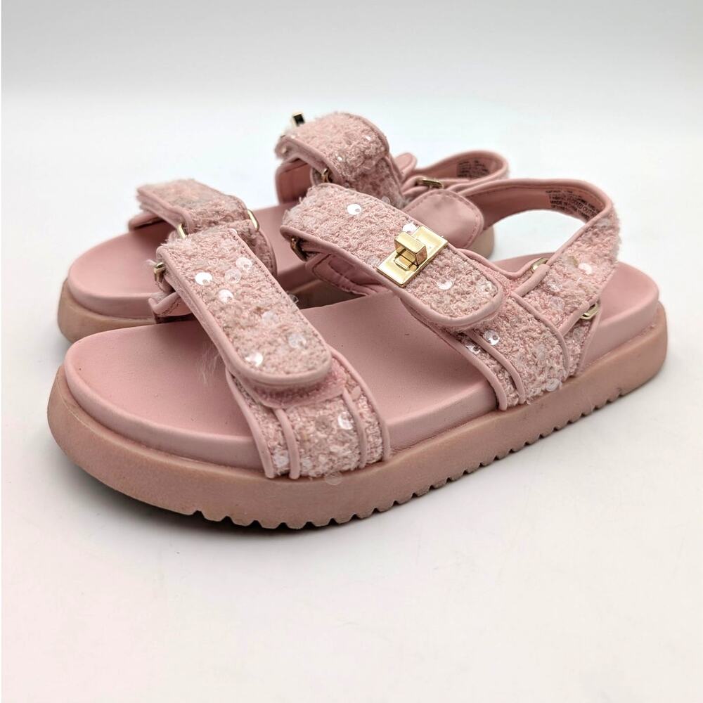 Steve Madden Mona Hook & Loop Sandals Open Toe Girls Blush Size US13M EU31